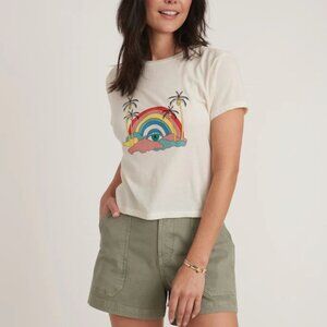 Marine Layer Rainbow Palm Crop Graphic Tee, XL NWT
